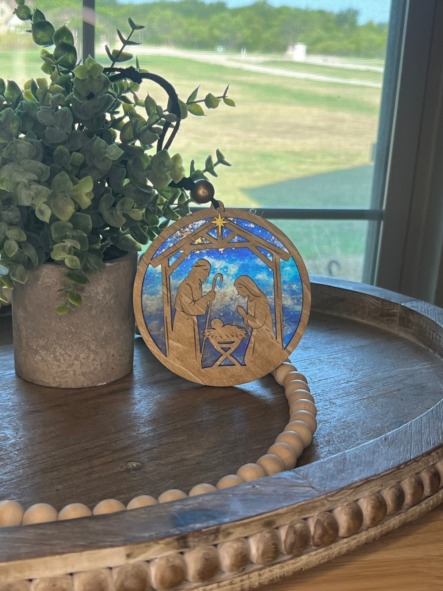 Nativity Ornament and Suncatcher SVG – 4.5" & 8" Holy Family Laser Cut File (Digital Download)