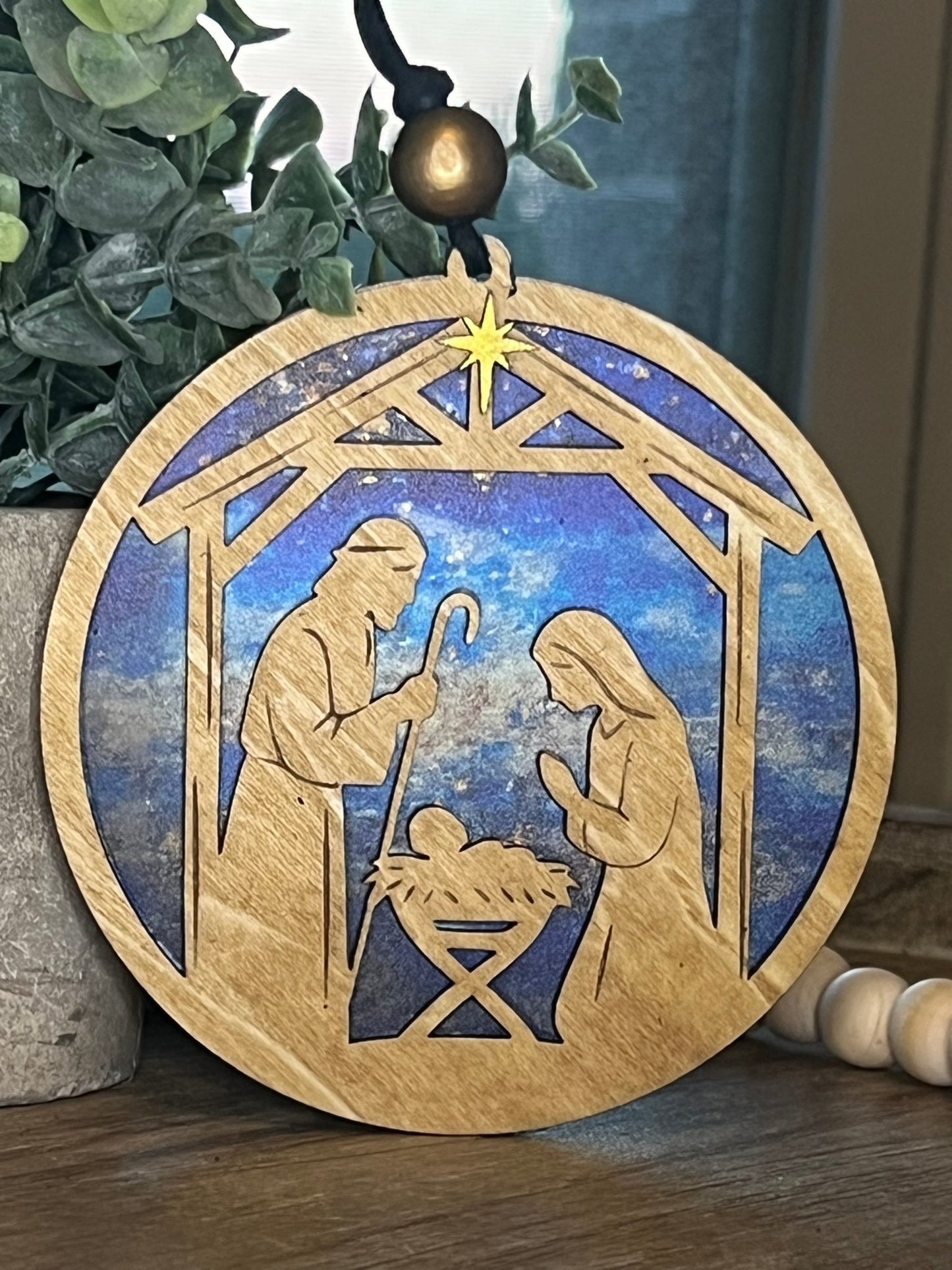Nativity Ornament and Suncatcher SVG – 4.5" & 8" Holy Family Laser Cut File (Digital Download)