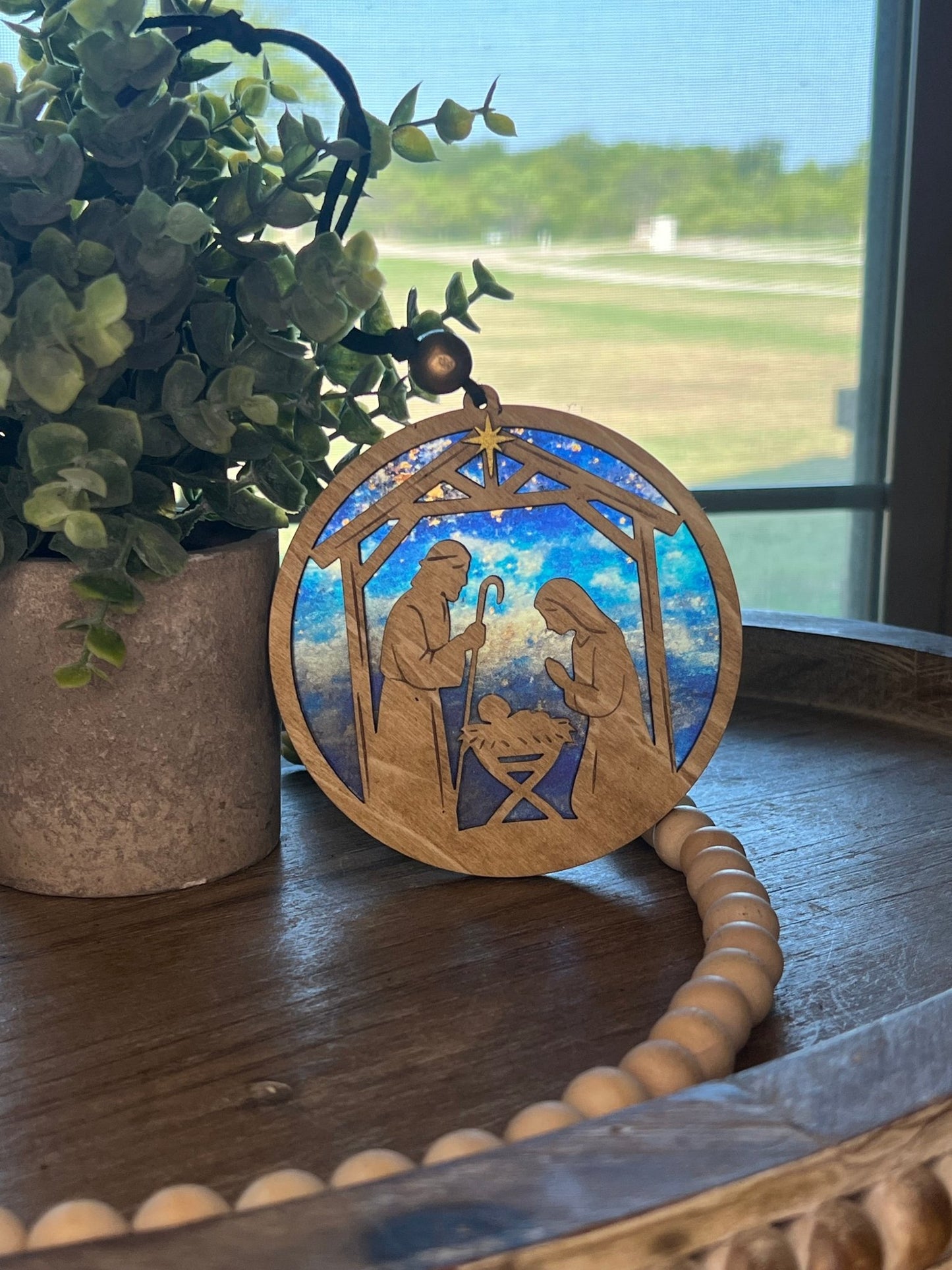 Nativity Ornament and Suncatcher SVG – 4.5" & 8" Holy Family Laser Cut File (Digital Download)