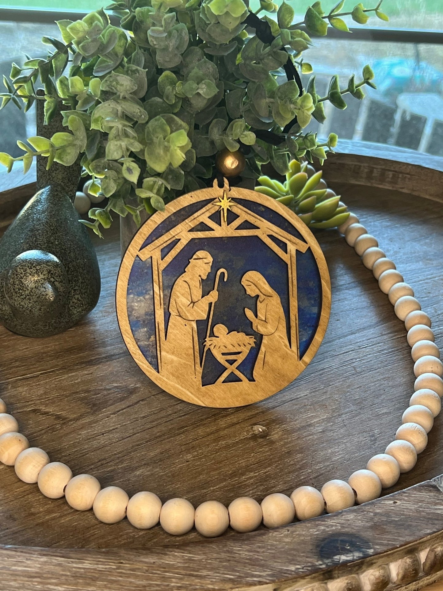 Nativity Ornament and Suncatcher SVG – 4.5" & 8" Holy Family Laser Cut File (Digital Download)