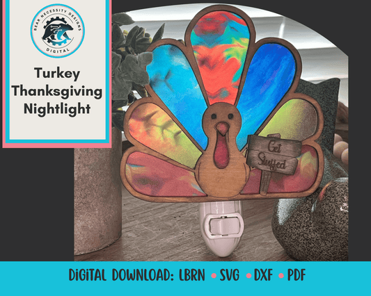 Turkey Thanksgiving Nightlight SVG Bundle | Laser Cut Turkey Nightlight Digital Files