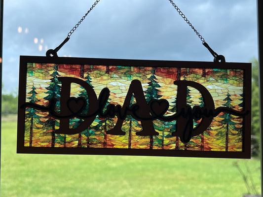 Handmade suncatcher with wood and acrylic in multicolor, perfect for decor in sunlight.