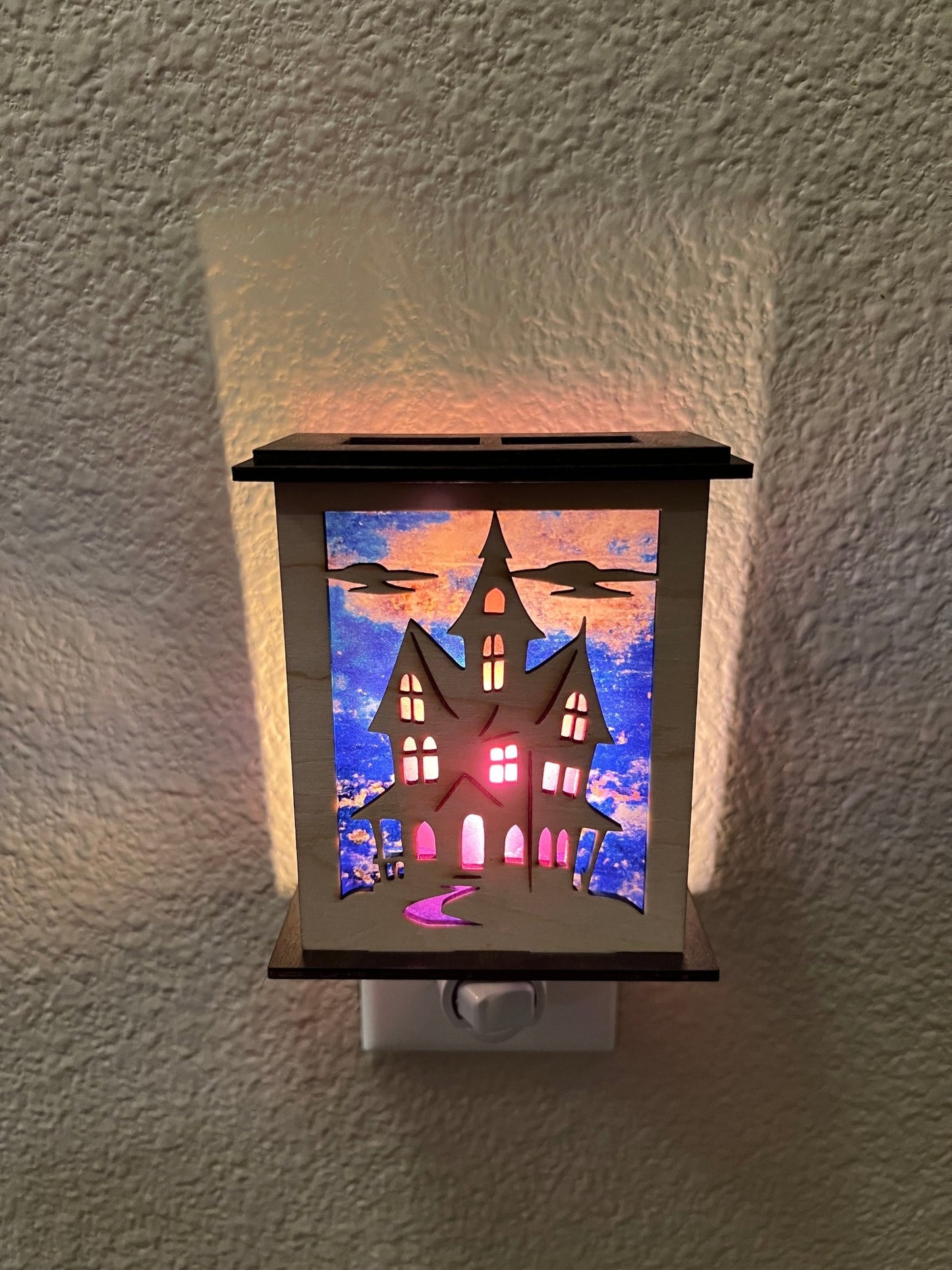Halloween Lantern Nightlight SVG – Layered Haunted House Laser Cut File (Digital Download)